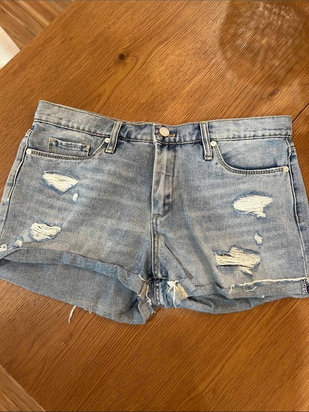 Distressed Light Blue Denim Women’s Shorts